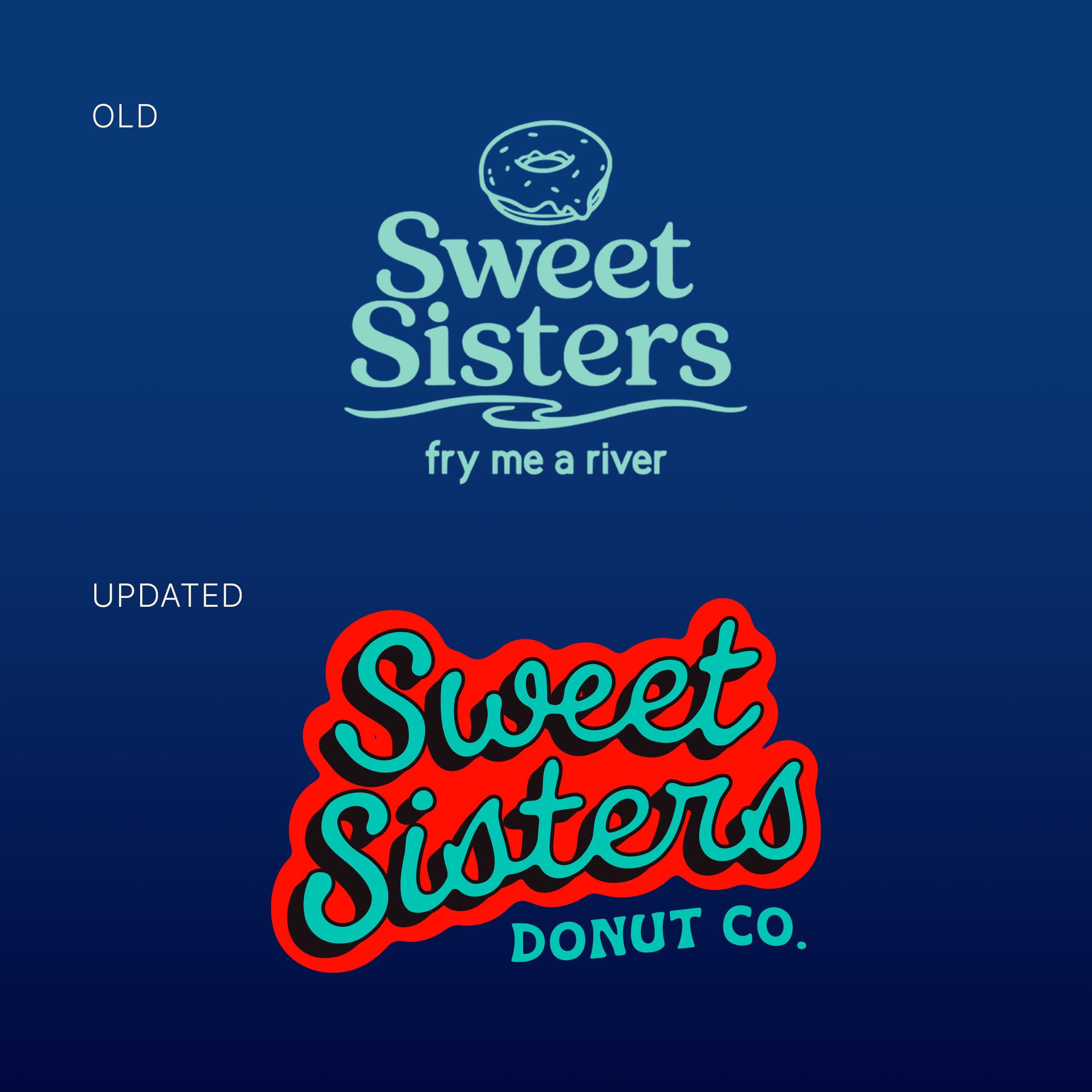 Sweet Sisters Donut Co. Before and After logos