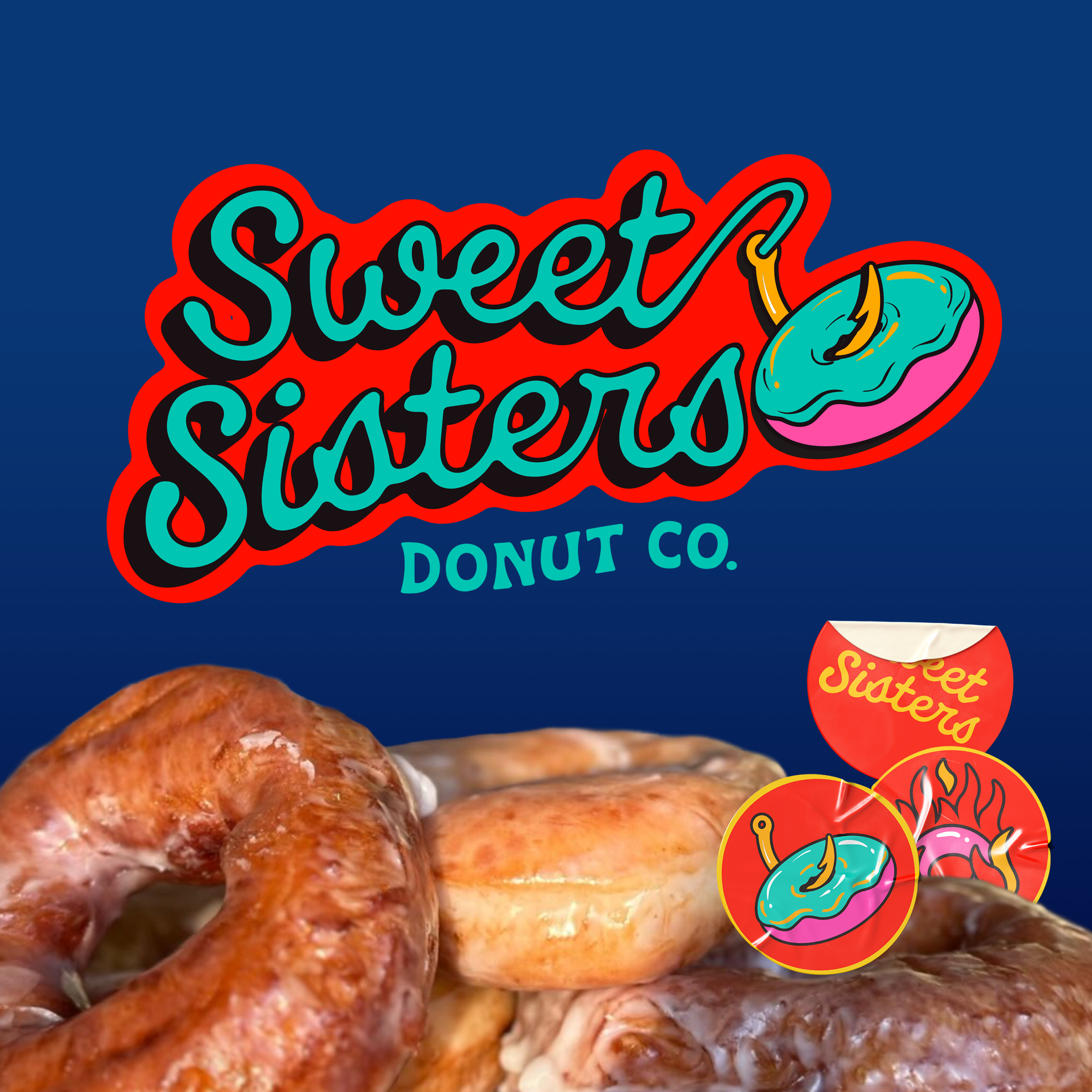 A playful, fishing-inspired identity for a family-run Alaska donut company.