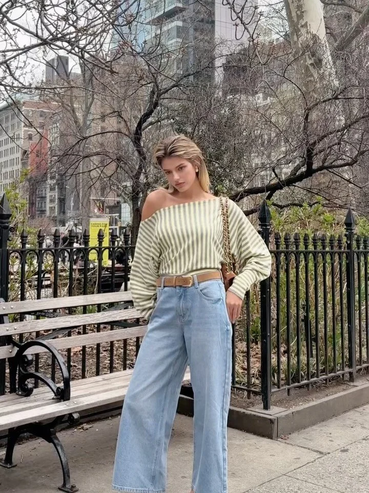 What are we wearing today? 💚👖
An off-shoulder stripe top, wide-leg denim and effortless New York energy.
Your new everyday favourites&mdash;now in store at Mirrou

#Mirrounz #WinterCollection #DenimStyle #StripedTop #InStoreNow