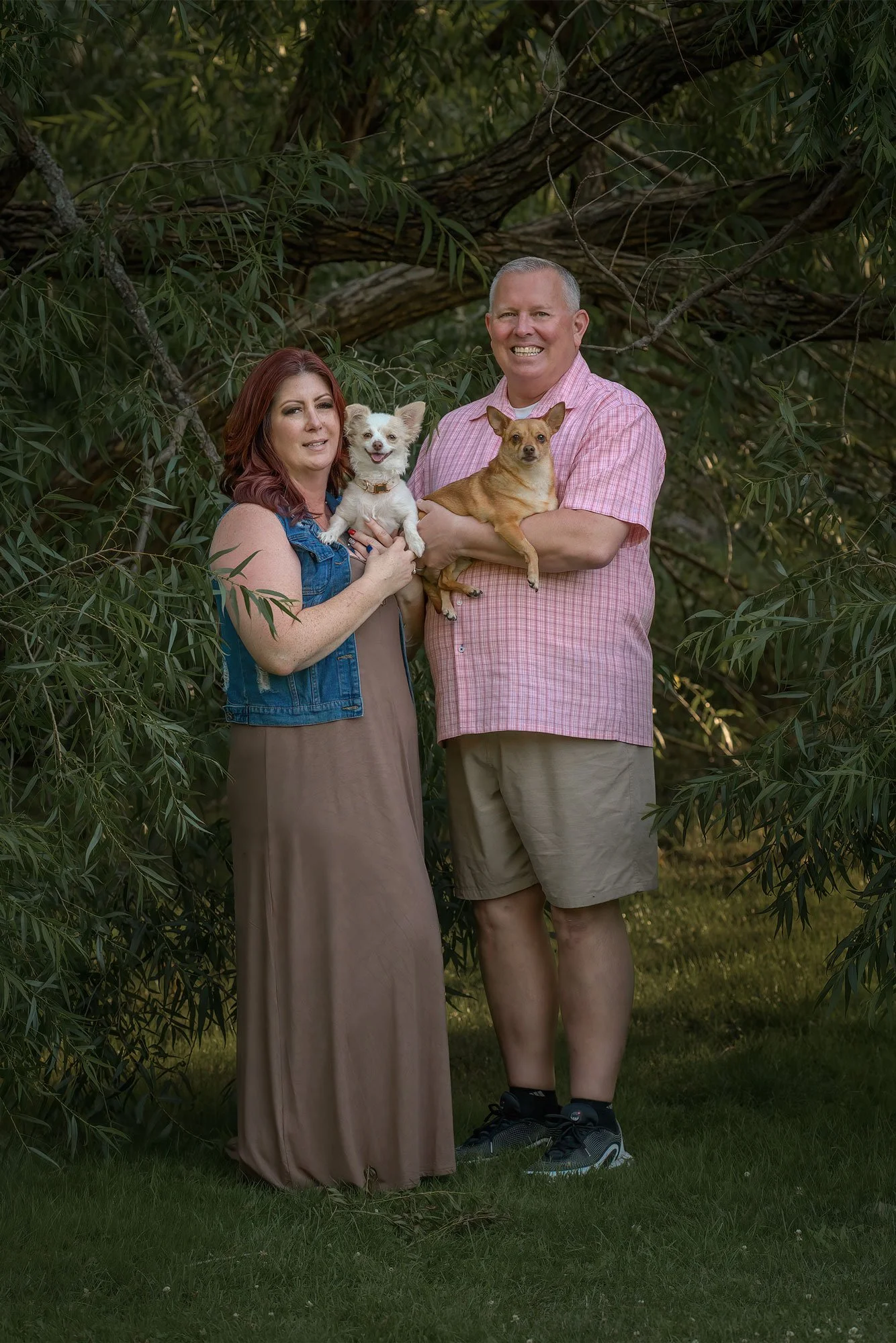 Pet Photographer of family with dogs at Vander Veer Park