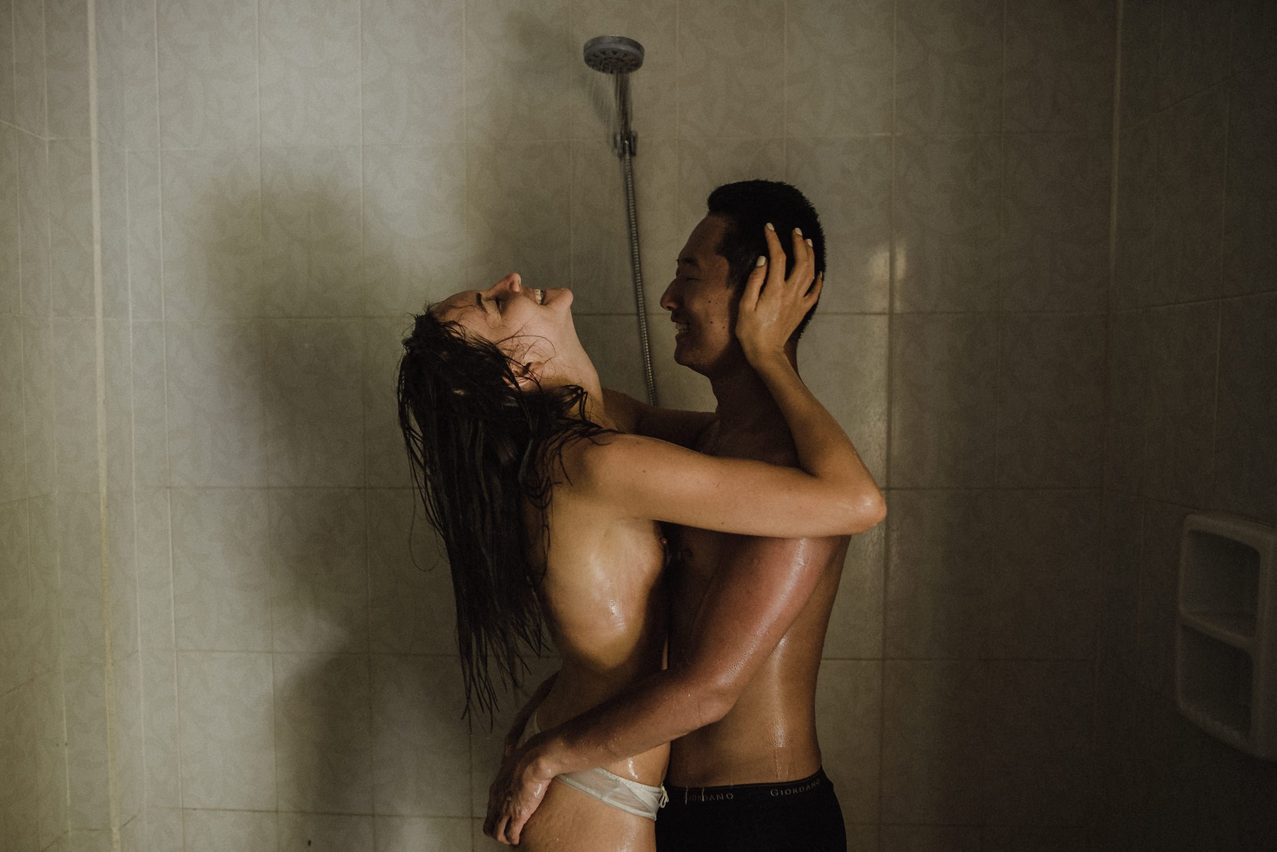 couple showering