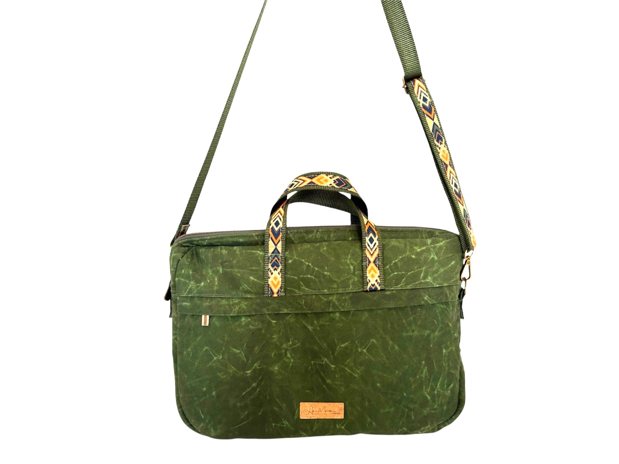 Morning Post Laptop Bag - Olive with Terracotta - $100 