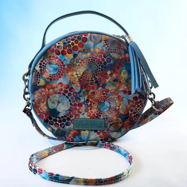 Circle Bag Blue Wild Batik - $45