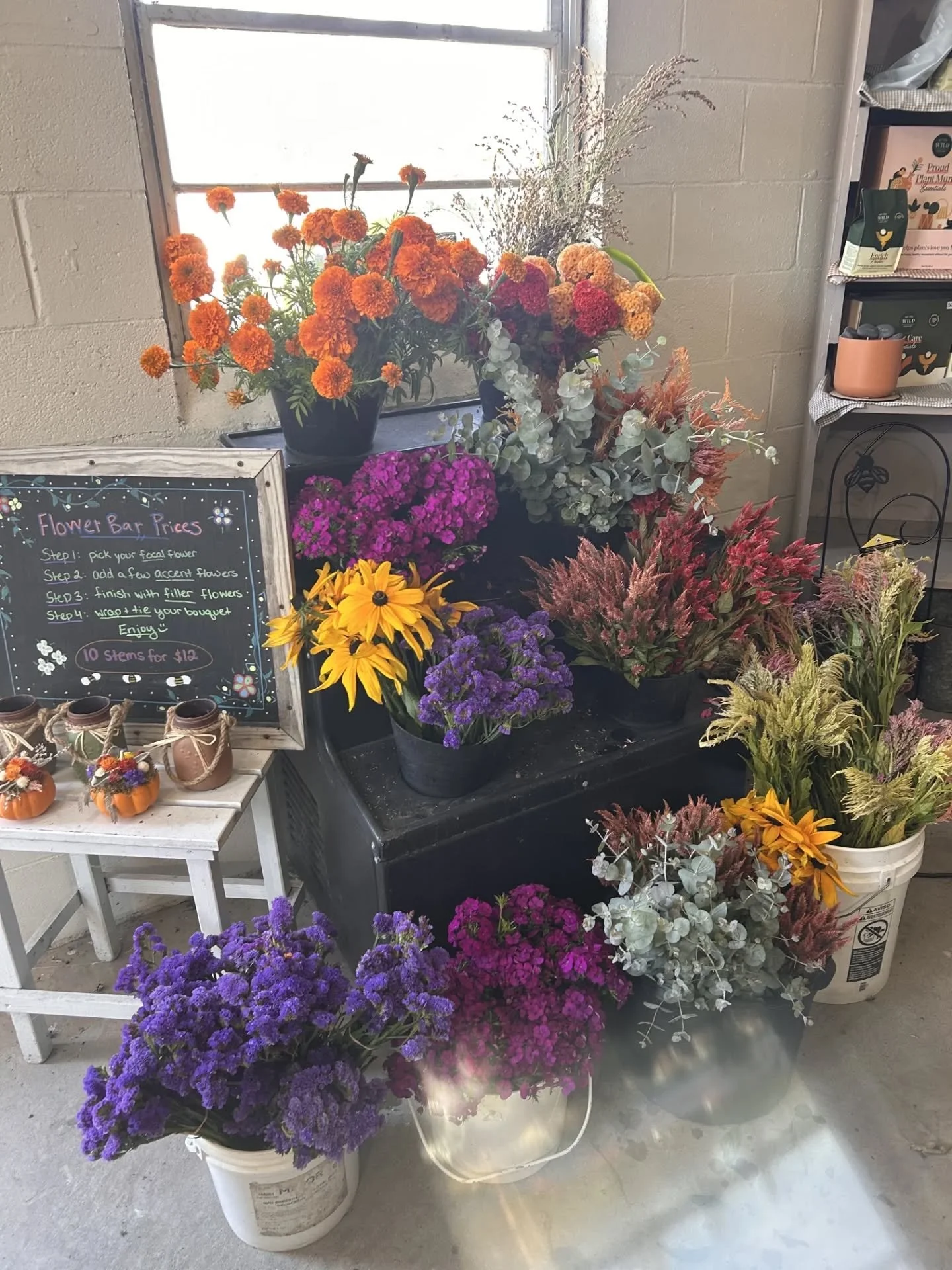 Today's after school activity: come build your own bouquet! 🌼

The bouquet bar is open today and tomorrow in the barn! $12 for 10 fresh stems!
