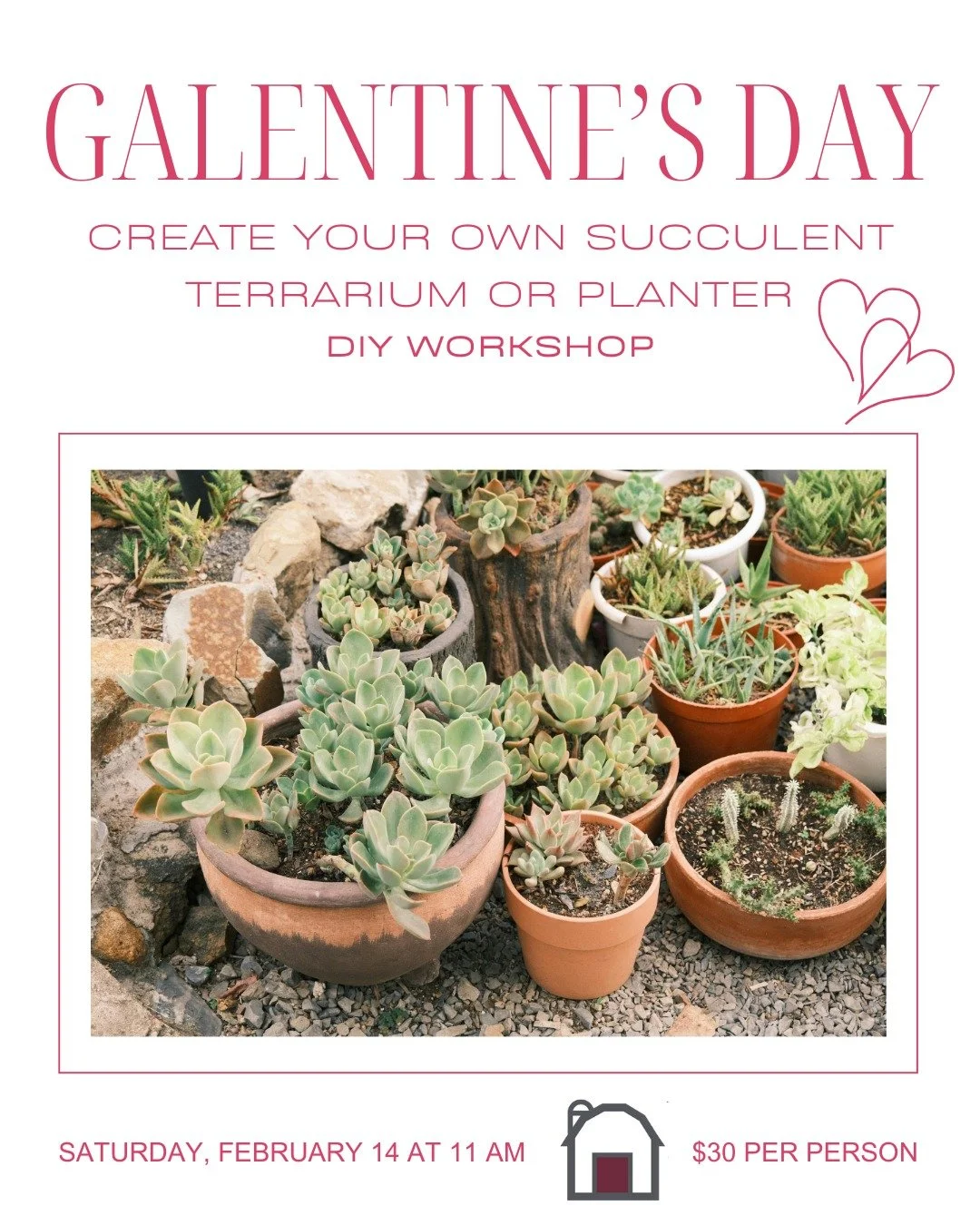 There's still space available in tomorrow's DIY Succulent Terrarium Workshop! If you're looking for something fun to do tomorrow, this workshop is a laid-back and creative way to spend time with your girls! Learn more and sign up on our website: farm