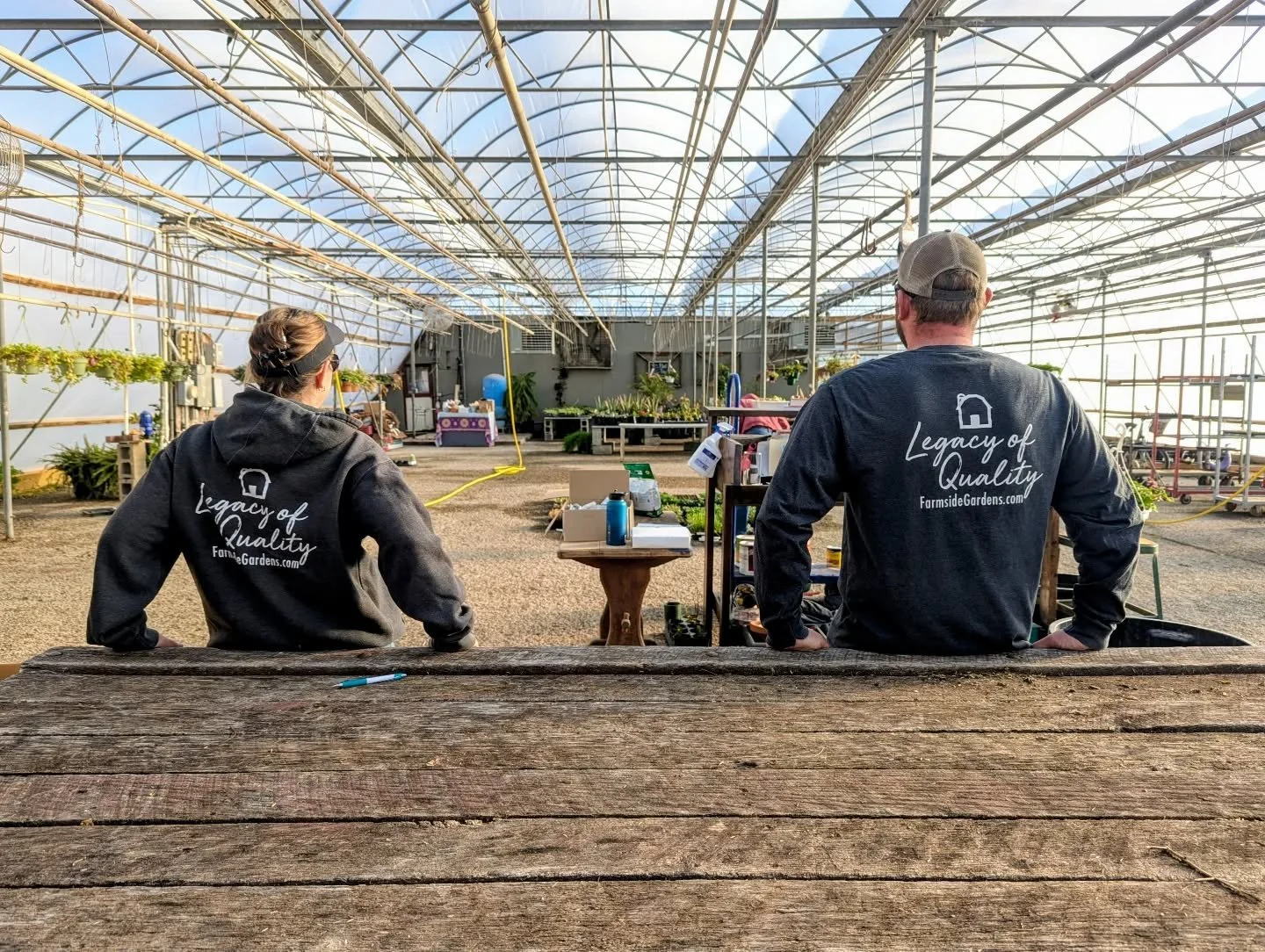 A quick greenhouse meeting to kick off this beautiful day! ☀️ The greenhouse is coming alive right now. Stay tuned for some progress pics 🌱