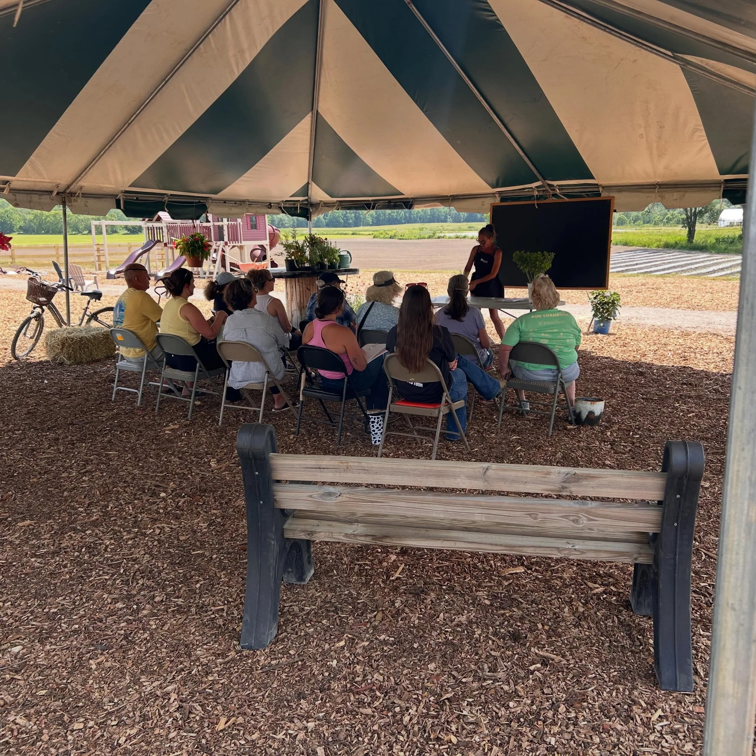 🌿 Phase #2 of our new educational space is complete and was put to use this past weekend during our Cut Flower Class!

A shaded gathering space designed for classes, workshops, and community events.

Whether you&rsquo;re attending one of our classes