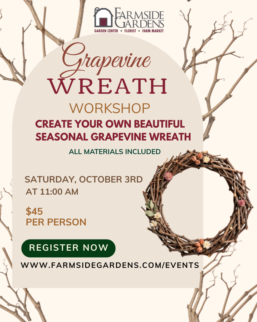 grapevine wreath workshop 