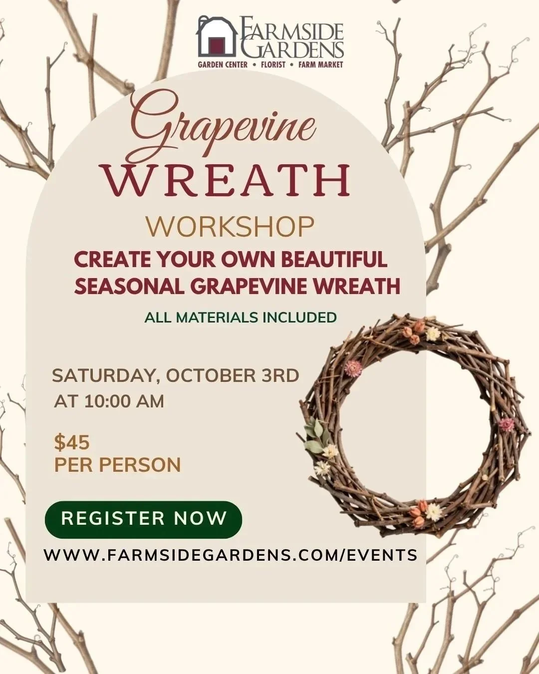 grapevine wreath workshop 