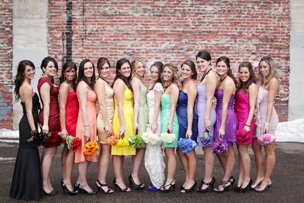 Colorful bridesmaid dresses - Somewhere over the Rainbow!