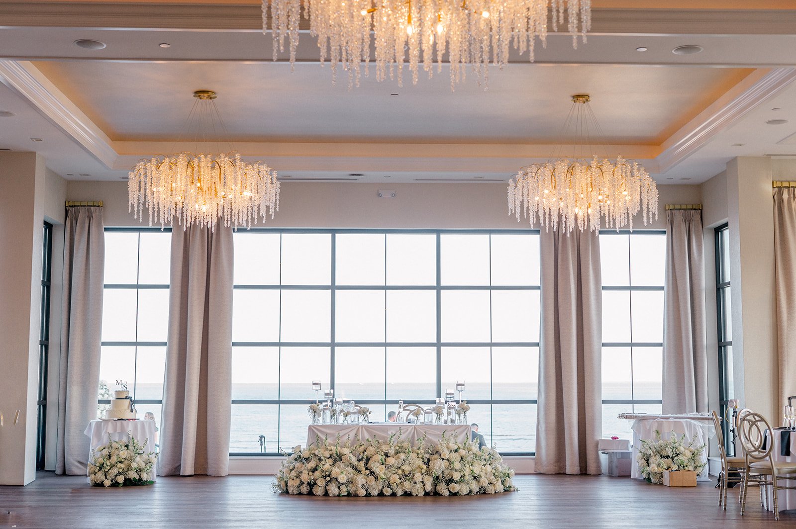 the tyde reception space over looks the ocean