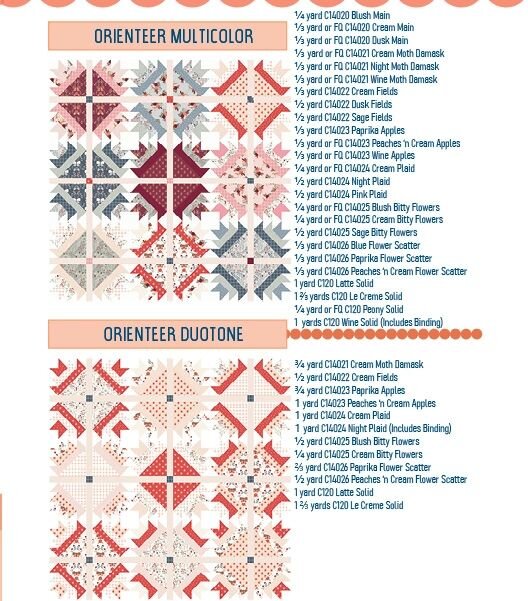 Interested in making an Orienteer Quilt? I recommend @rachelericksonart @citrusandmintdesigns Sweetbriar fabric collection from @rileyblakedesigns  Link in bio to check out the full details! 

#cobabeco #quilting #quilt #quilty #quiltymom #quiltylife