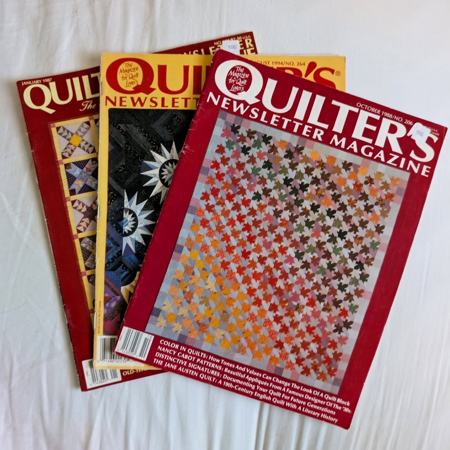 I scored these magazines from my local library's free shelf! Quilter's Newsletter Magazine (no longer published) from the late 80's and mid 90's. 

There's nothing like leafing through these time capsules to get a better appreciation for social media
