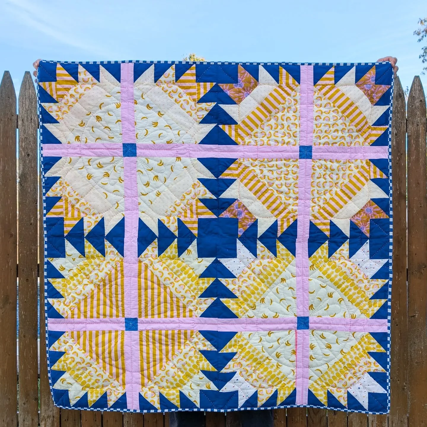 This special quilt has been THREE years in the making! And I only have an exact timeline because it was meant for my sweet little friend's actual day of birth...but she had to wait literal years for me to bind it so she could  get it on her third bir