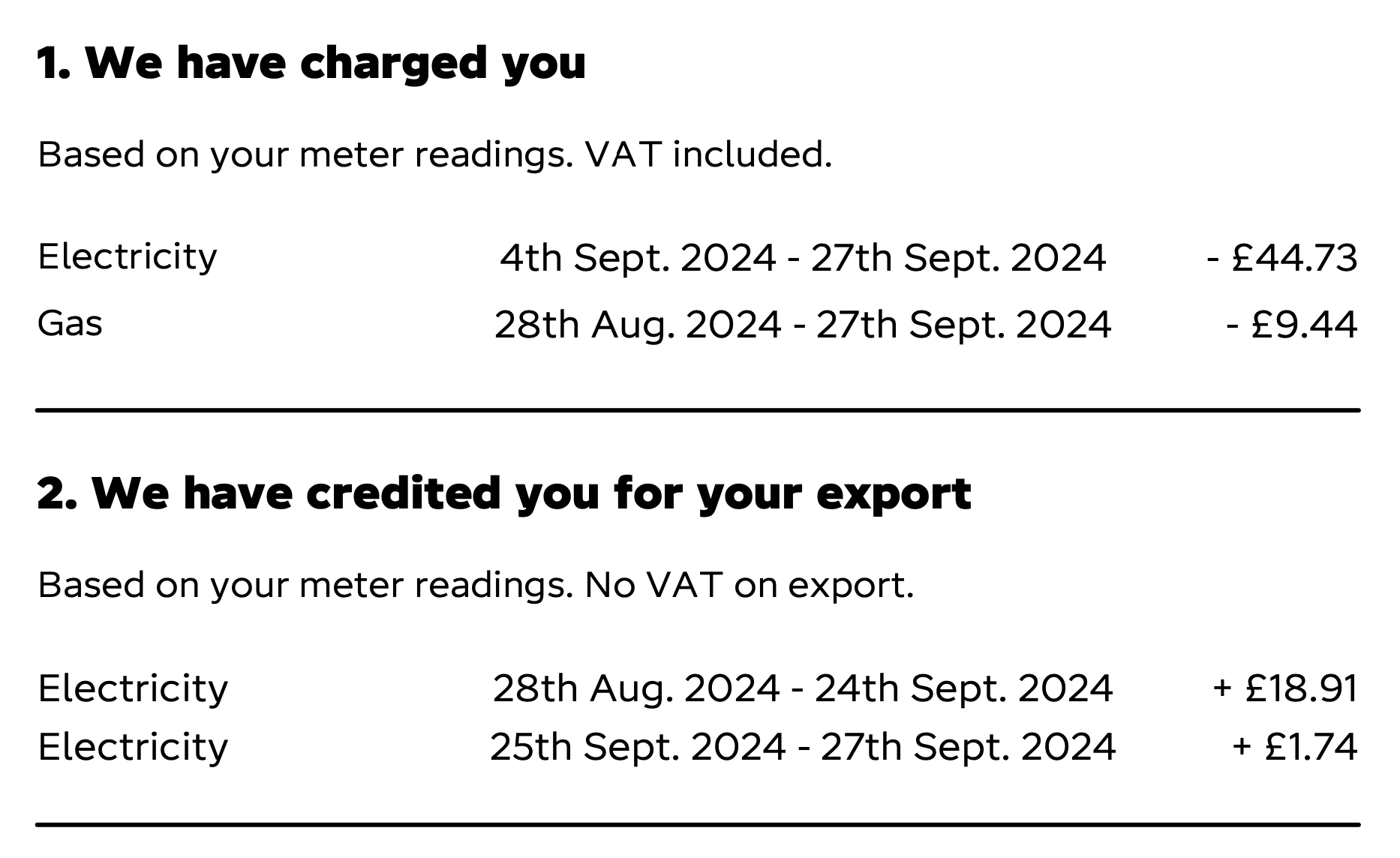 September 2024 Octopus Energy bill