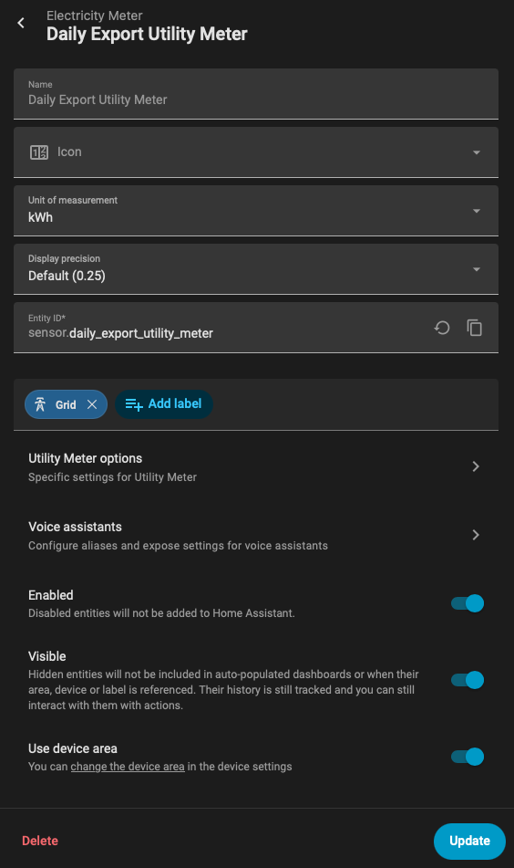 Created Utility Meter