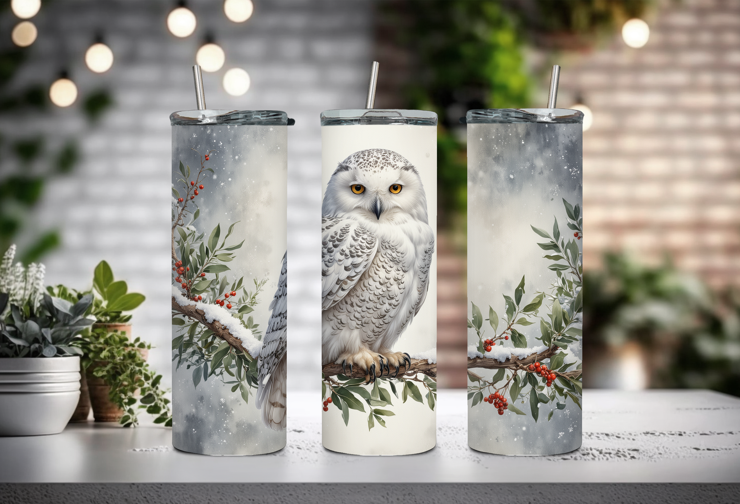 Harfang des neiges et gui