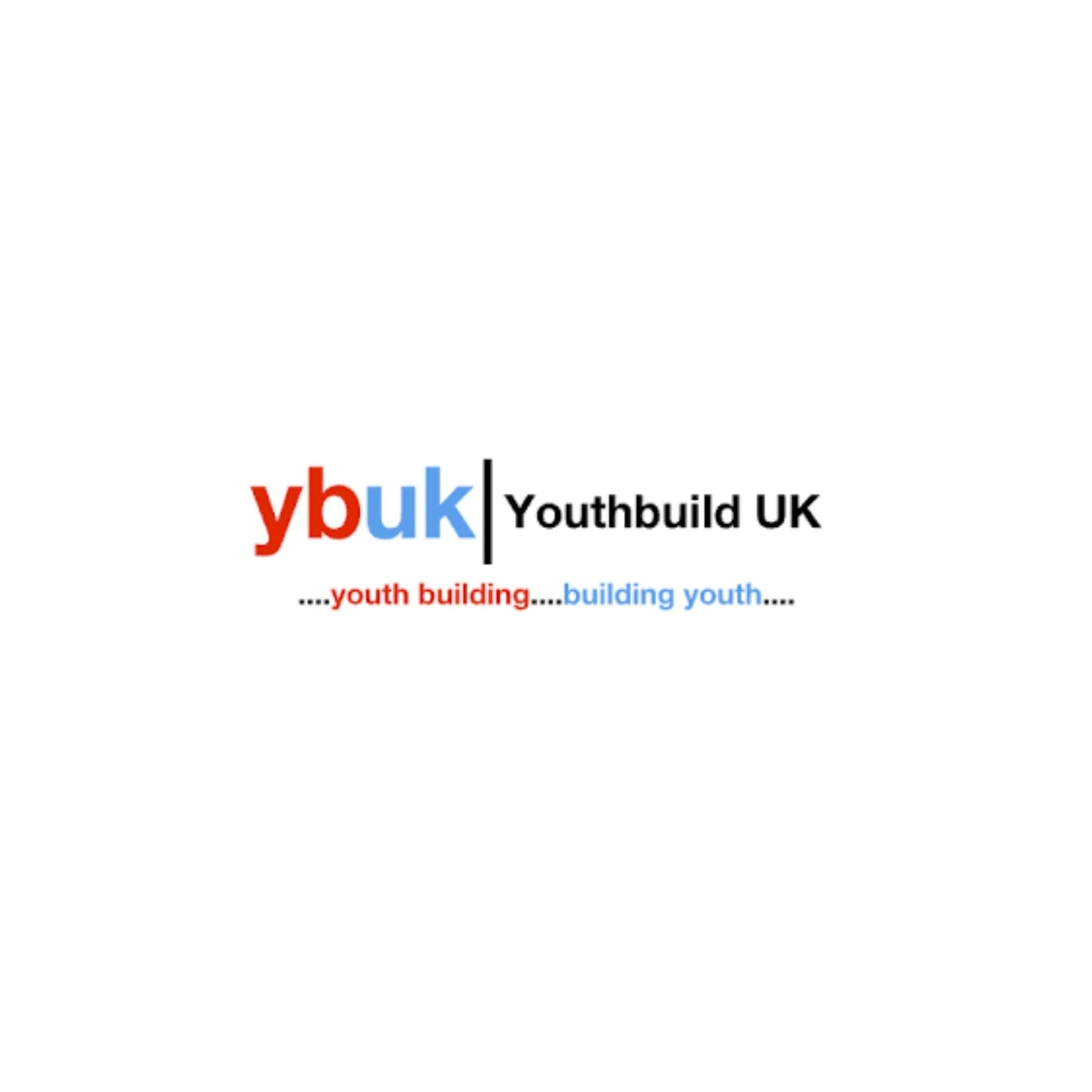 Logo of Youthbuild UK with the acronym 'ybuk' in red, blue, and black, accompanied by the full name 'Youthbuild UK' and slogan 'youth building, building youth'.