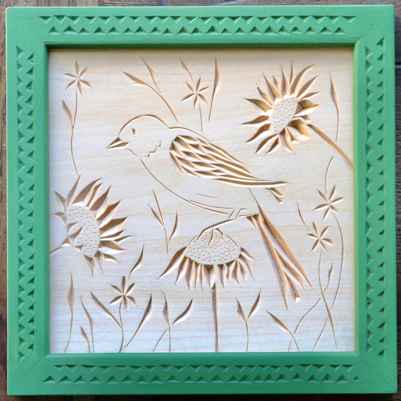 Finch with Sunflowers (6x6)