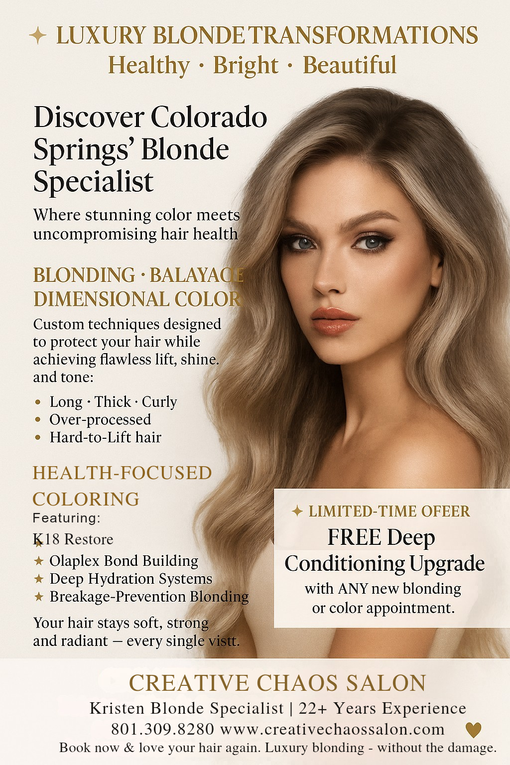 Free Deep Conditioner Treatment with any Blinding Service 