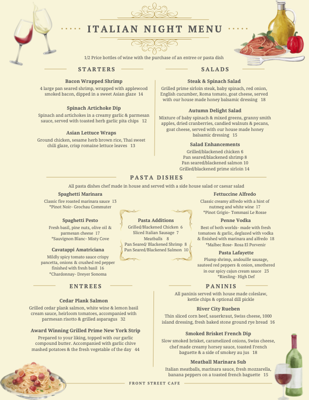 Italian Night — Front Street Cafe