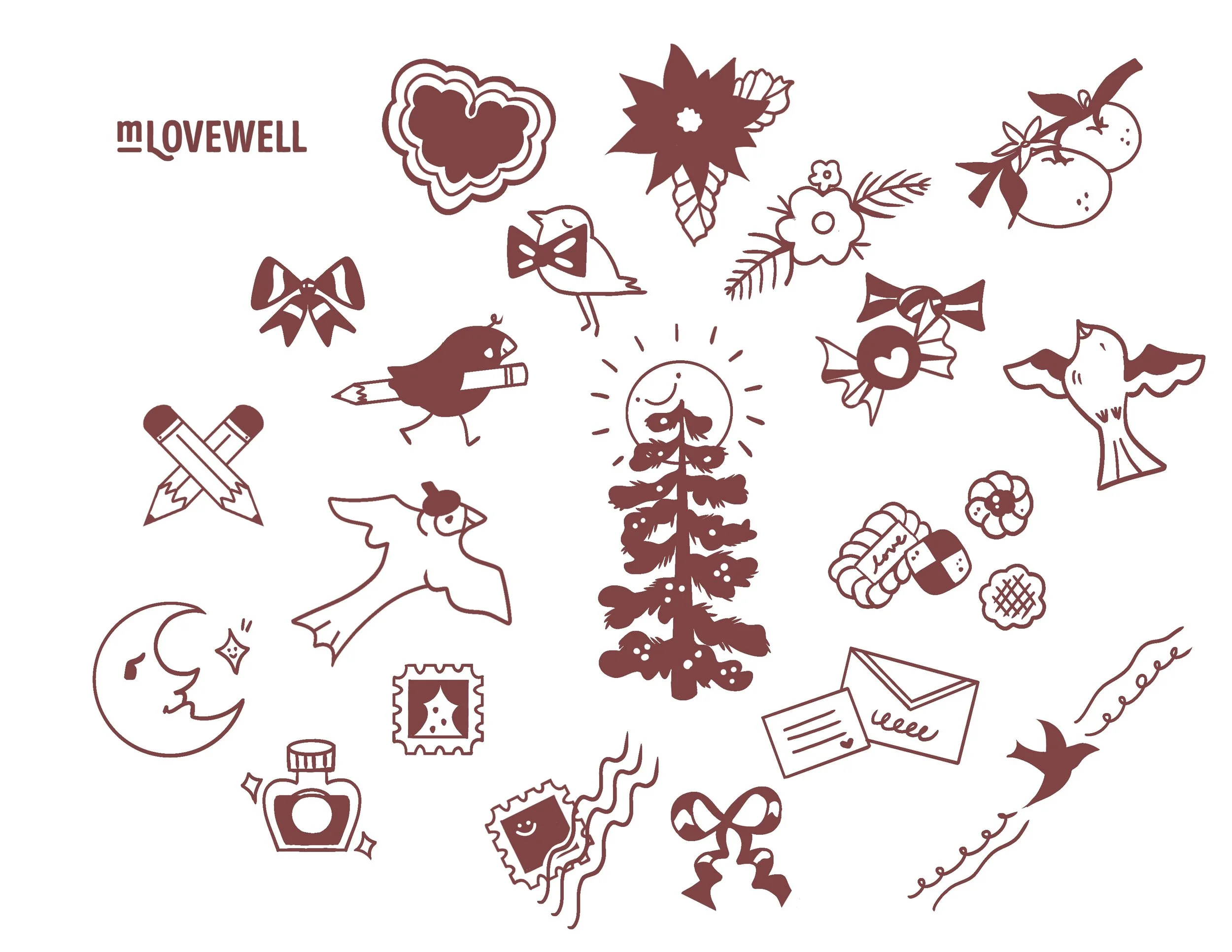 Icons for holiday tissue paper