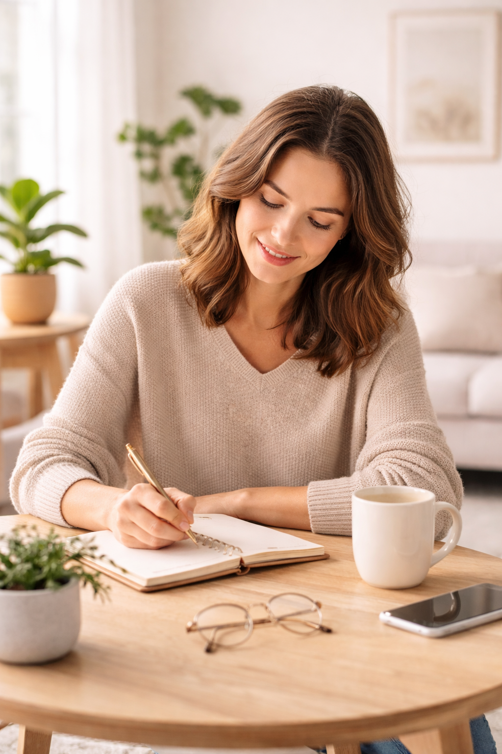 Illustration of a woman journaling, representing adult therapy at Foothills CBT in Boulder, CO.