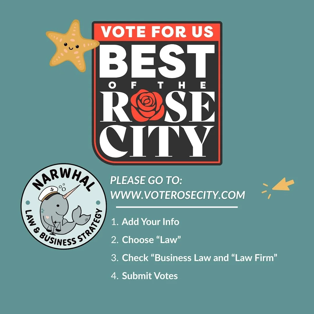🌊 Best of Rose City nominations are open!

We don&rsquo;t do this work for the awards, but they&rsquo;re nice reminders that community sees and values what we do. If you&rsquo;ve benefited from our work, please take a moment to nominate Narwhal Law 