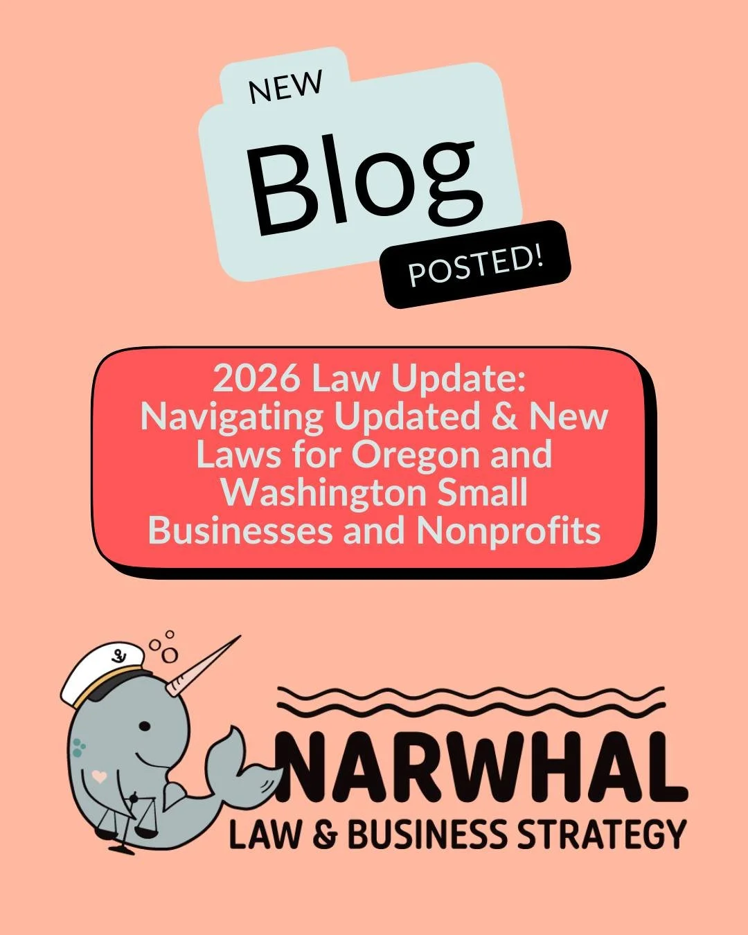 🐚 New Blog: Do you know which new laws were enacted that may affect your business or nonprofit? They affect HR, payroll, and employee management. Read the blog for an overview of updated laws for 2026 in Oregon and Washington state.
📘 Where to Read