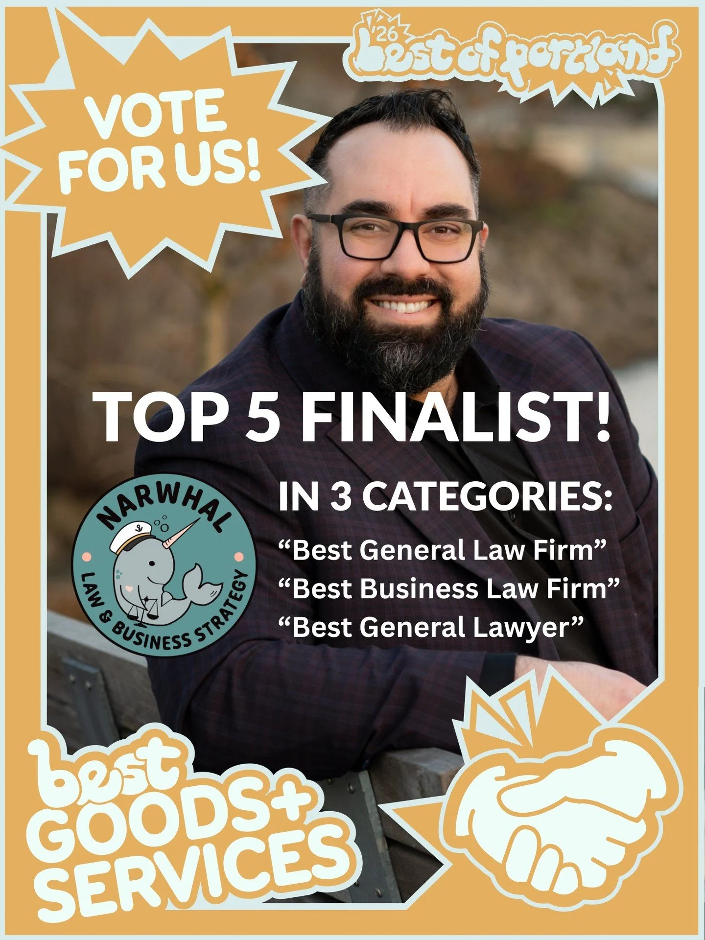 You have less than a week to vote for us in @willametteweek Best of Portland! DEADLINE is June 17, 12pm. Winning these categories will be meaningful visibility and recognition for both Michael and Narwhal.

VOTE NOW by going to bop.wweek.com (link in