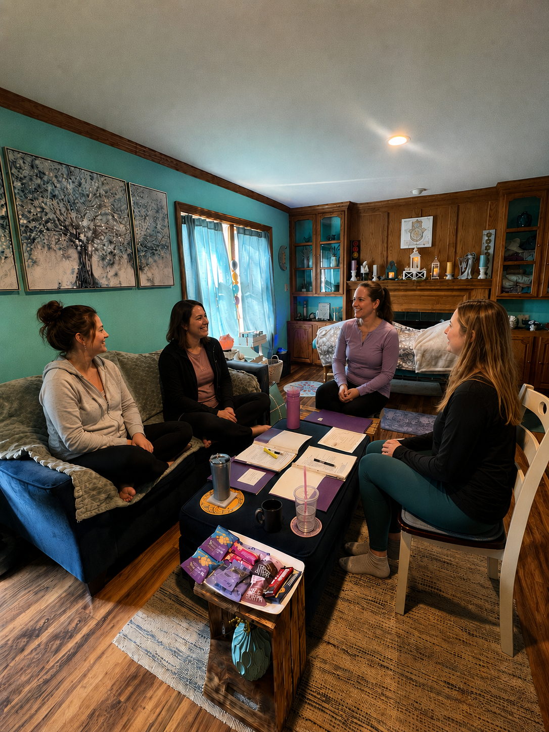 Students discussing Reiki principles during Reiki Level 1 class at Lavender Healing and Wellness