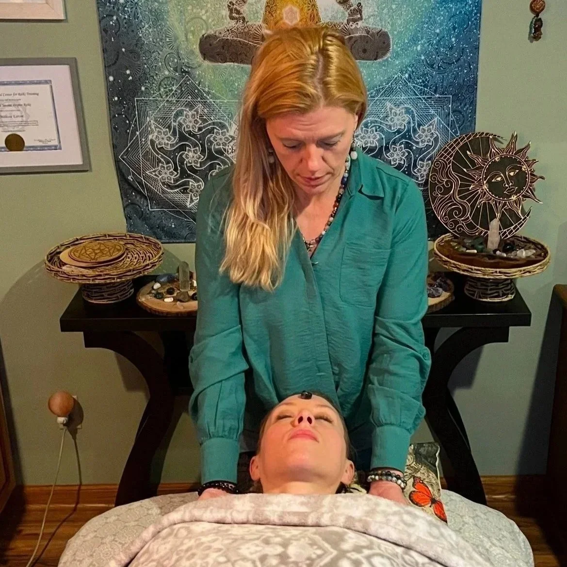 Reiki session with client in relaxation at Lavender Healing and Wellness