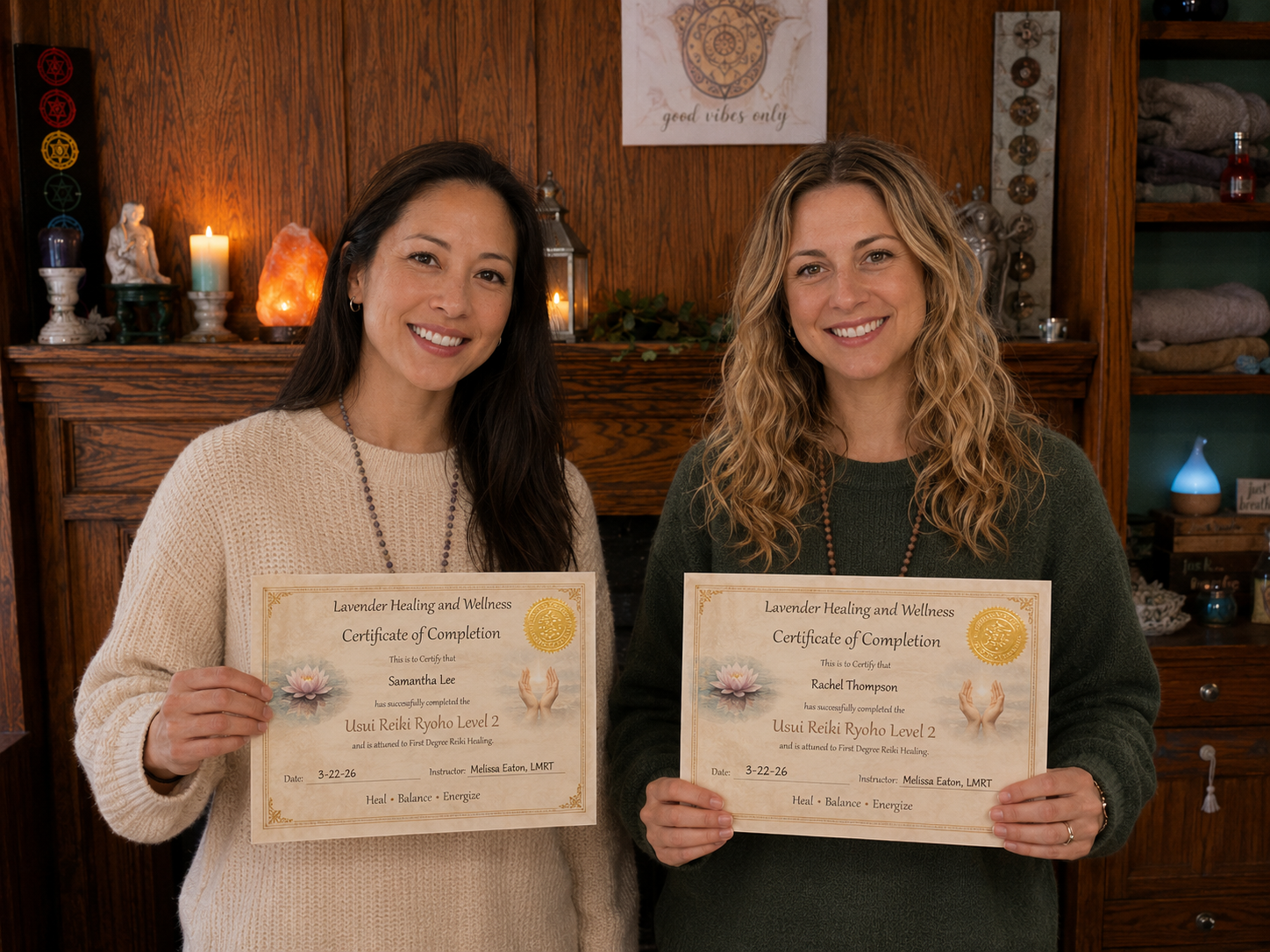Reiki Students showing Certificate of Completion at Lavender Healing and Wellness in Buffalo, NY