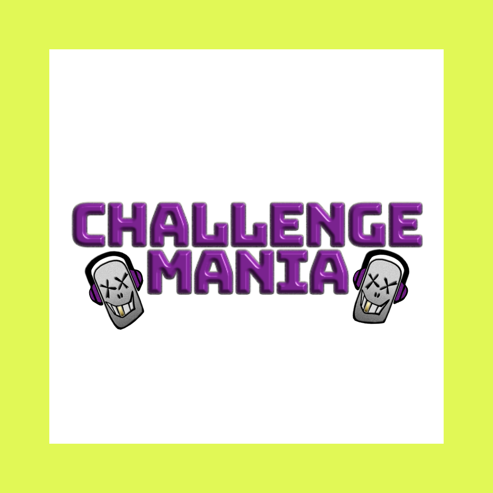 Logo for Challenge Mawa podcast with purple background, microphone, headphones, and text "Challenge Mawa Podcast EST. 2017".