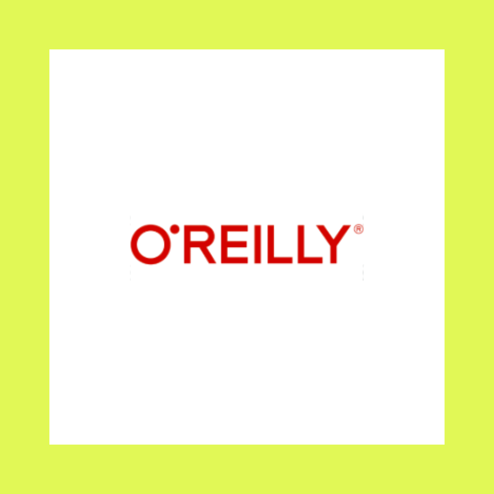 O'Reilly logo in red text on a white background with a black border.
