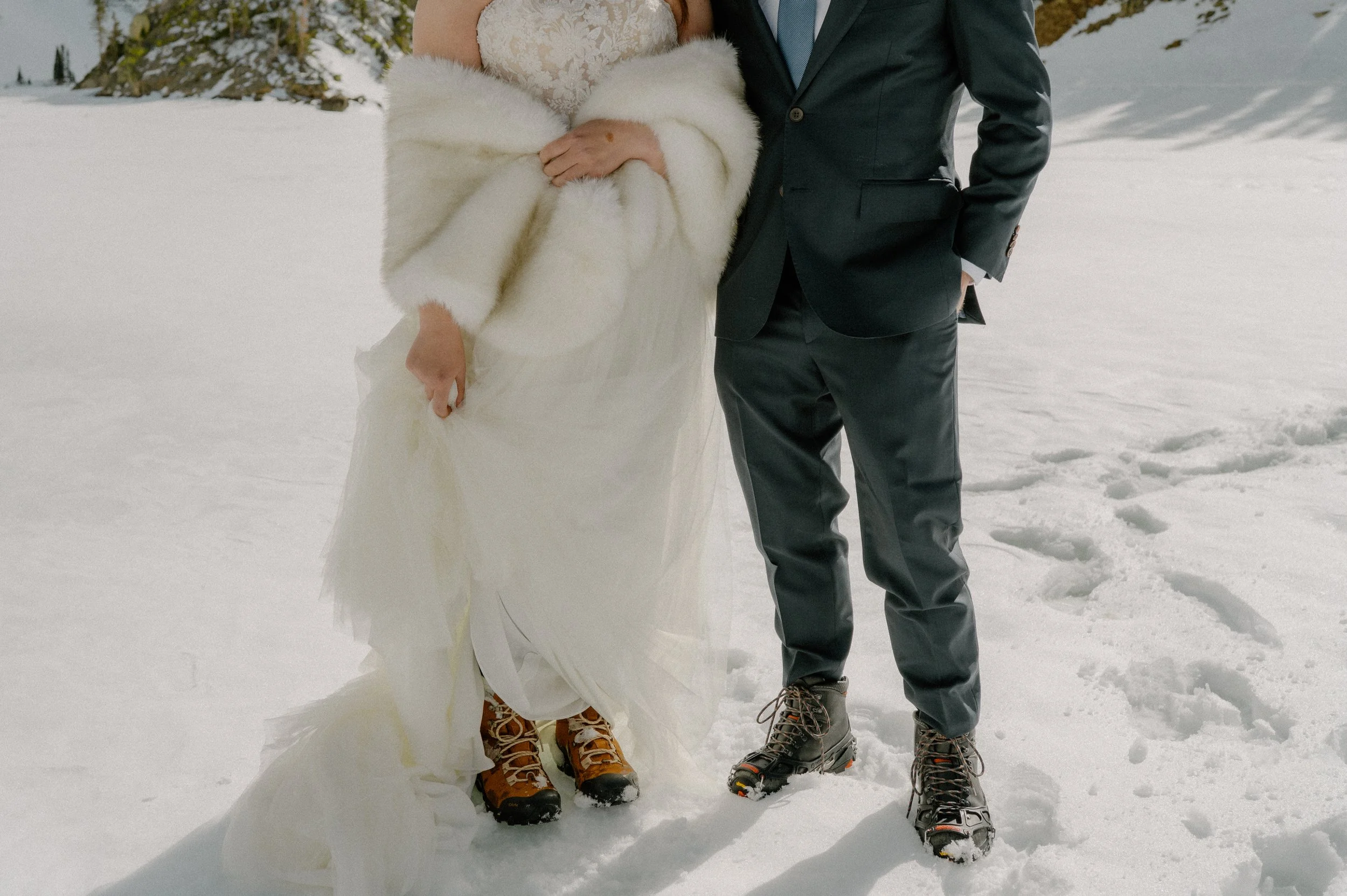 hiking boot photo during winter elopement