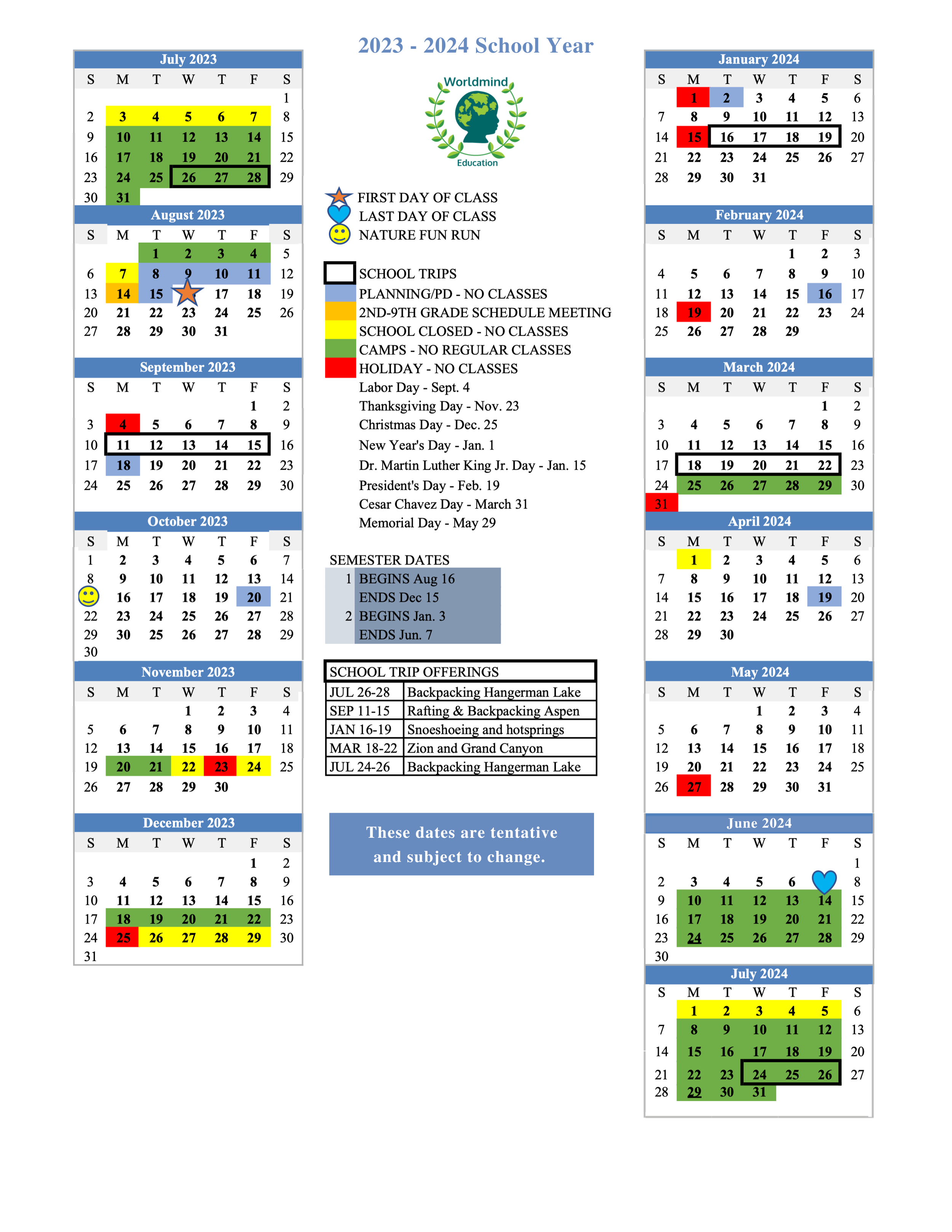 School Calendar Worldmind Education