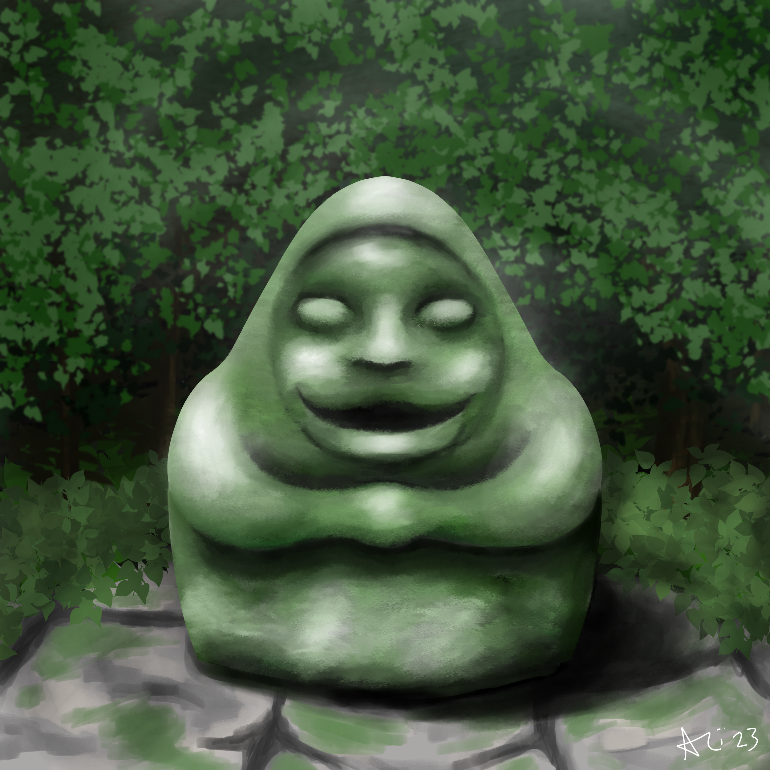 Print Mossy Statue 8x8