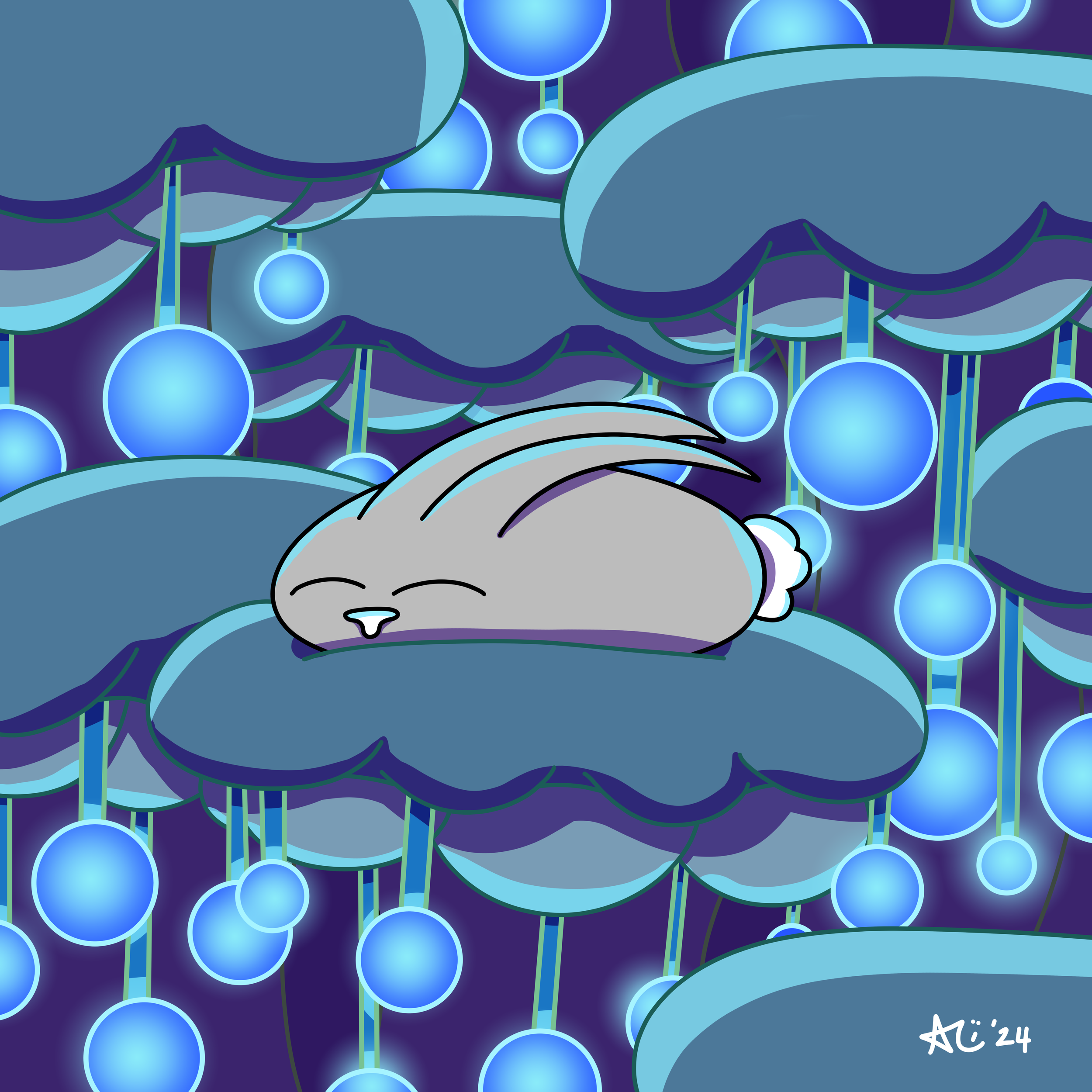 Print Bunny Cloud Nap 8x8