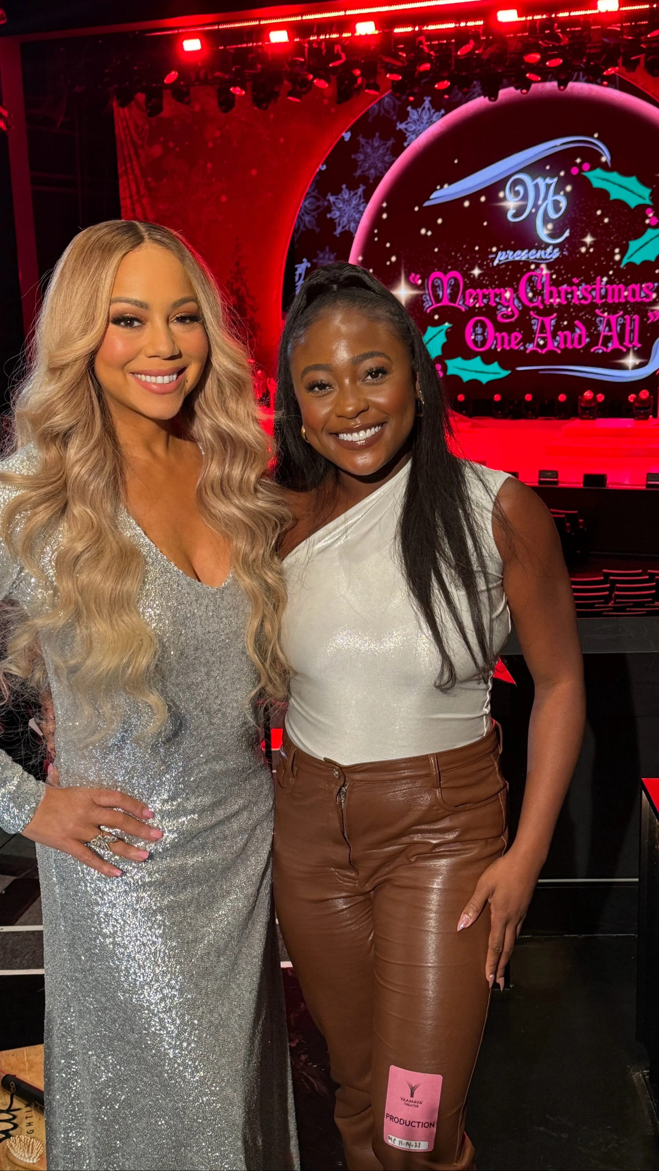 Mariah Carey and Dolapo Sangokoya on the set of  'The Merry Christmas One And All!' Tour Mini-Doc