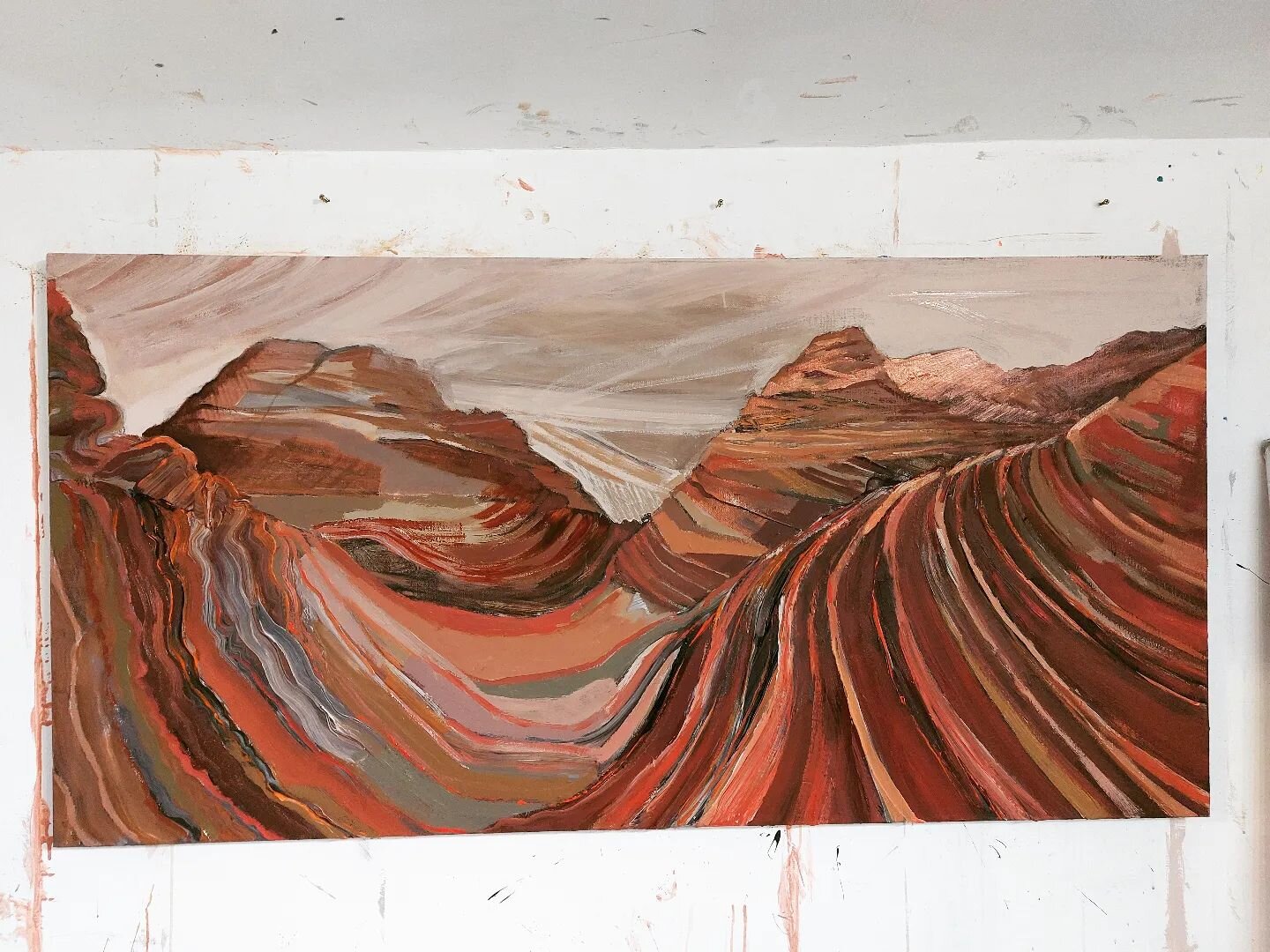 Still rolling with these hills... #workinprogress #wip #landscapepainting #earth #planet #songlines #scorched #burntsienna #contours #topology #landart #movement #flow #earthy #Rutland #ivattsart