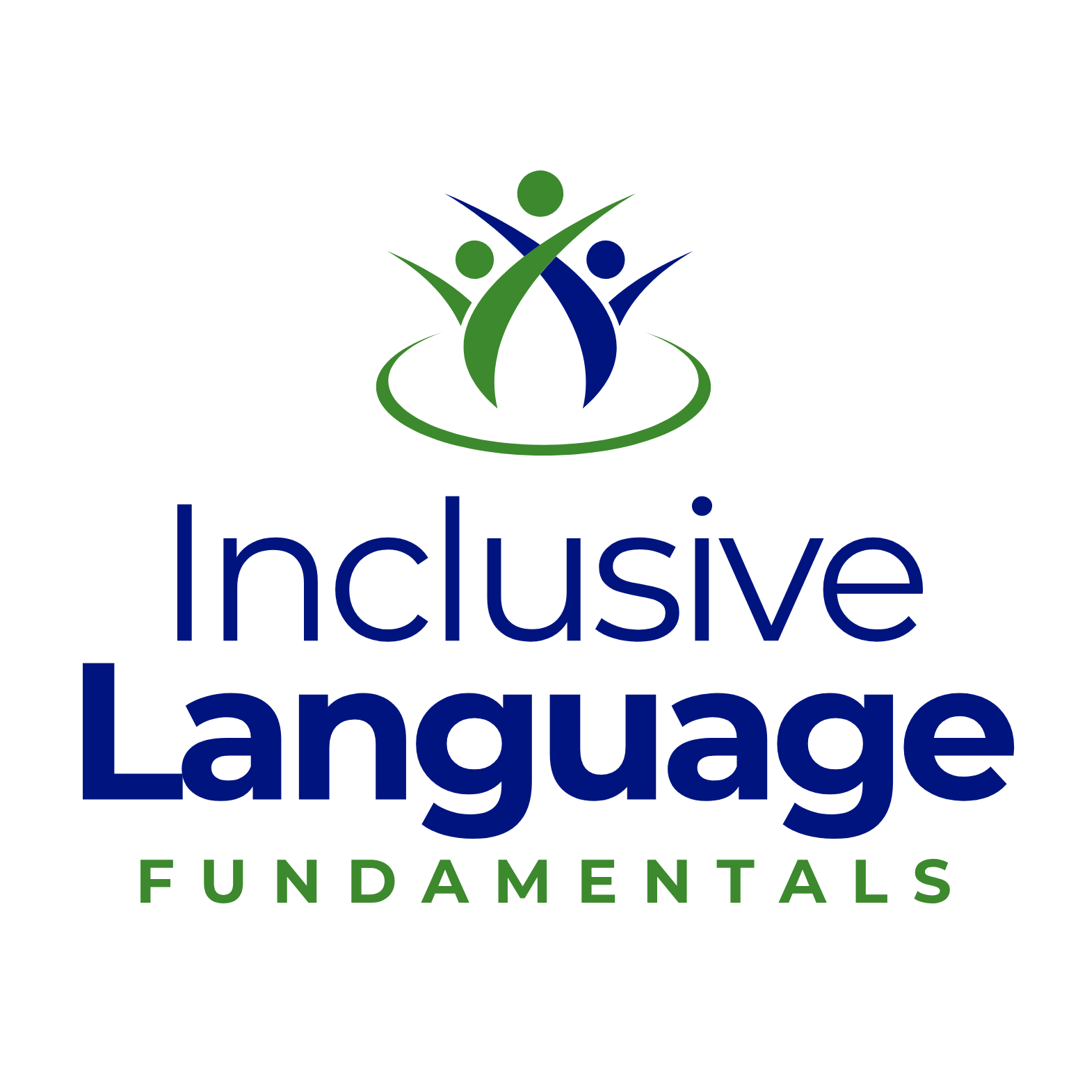 Inclusive Language Fundamentals logo with three people in a circle
