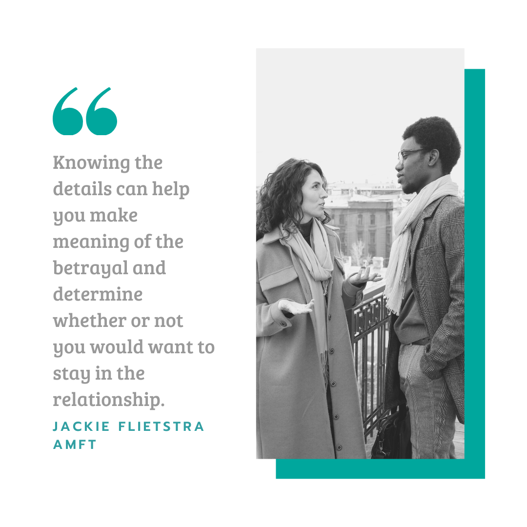 Black and white photo of couples talk and a quote from Jackie Flietstra AMFT Couples Counseling in Riverside CA