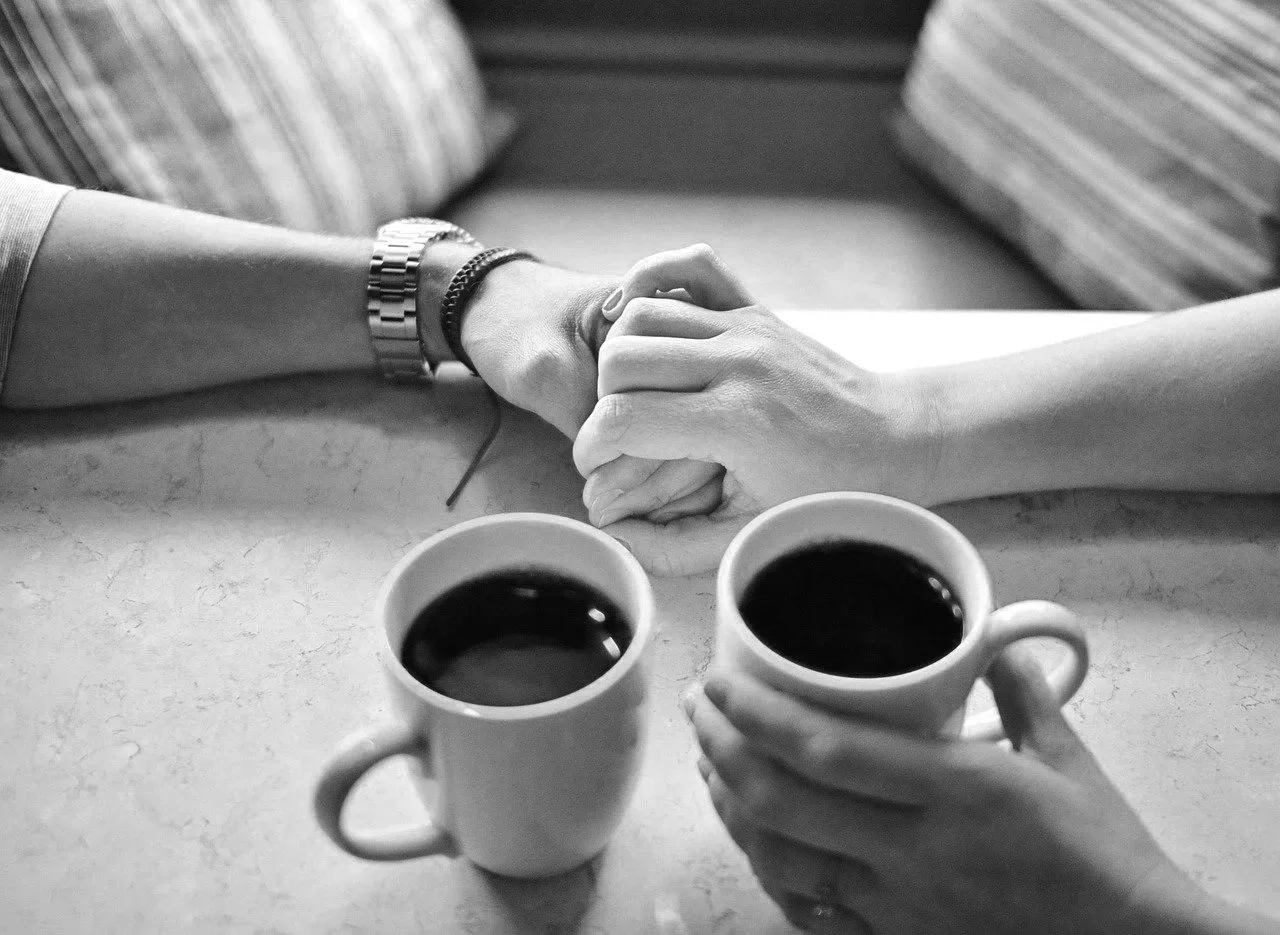 couple talking and connecting over coffee