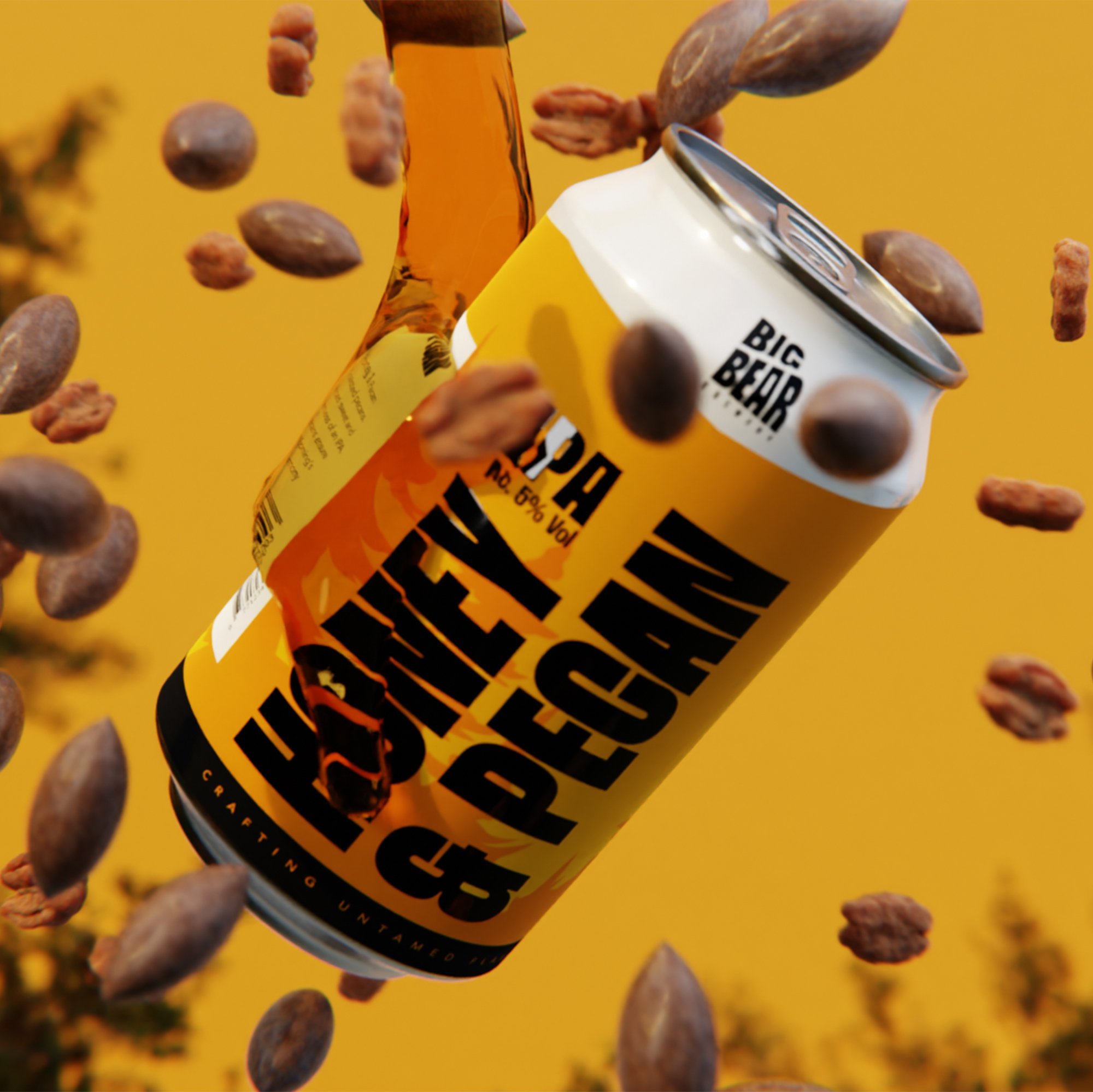 BIG BEAR Brewery Honey & Pecan honey drip animation render