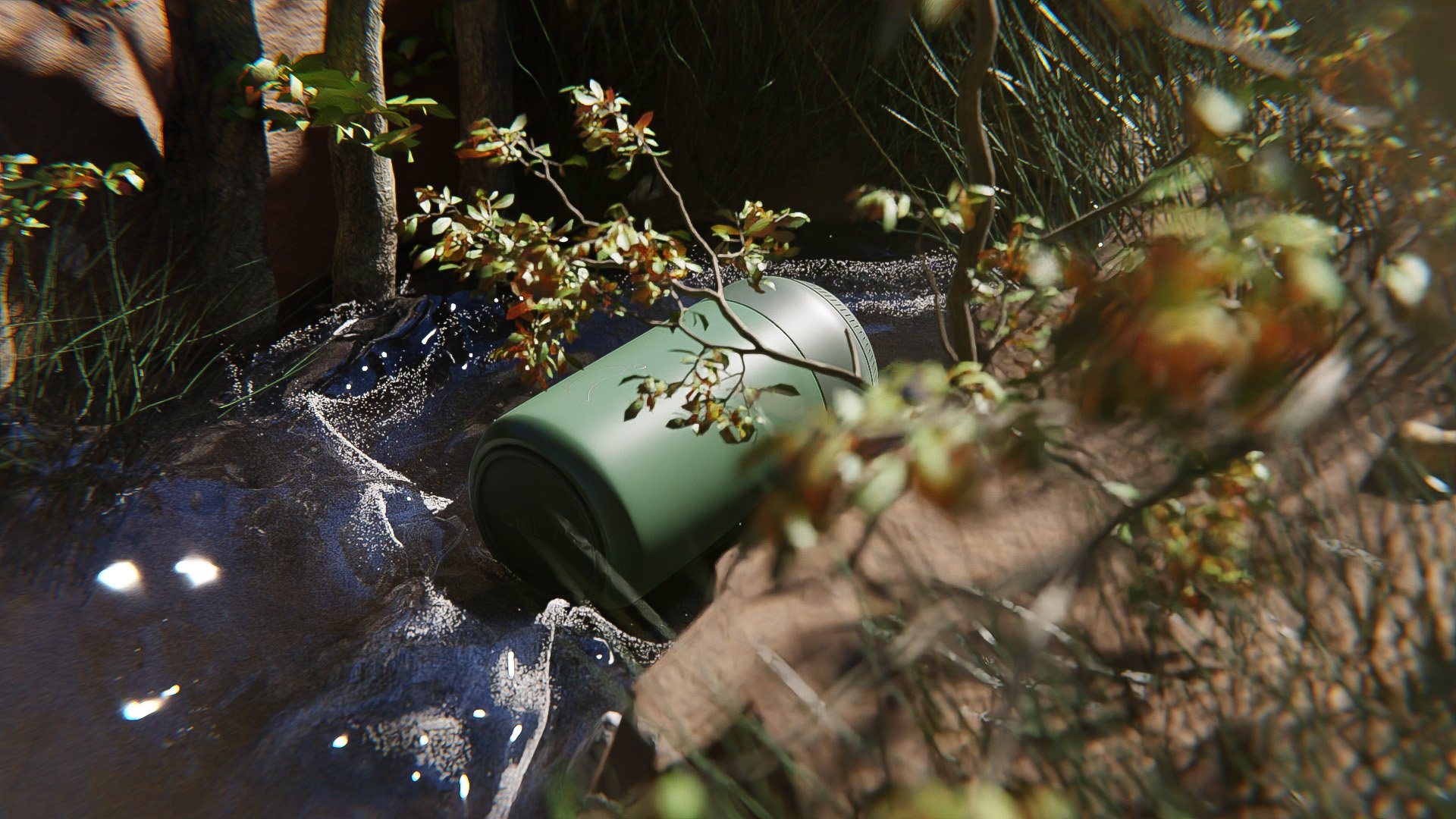 Chilly Flask flowing river render