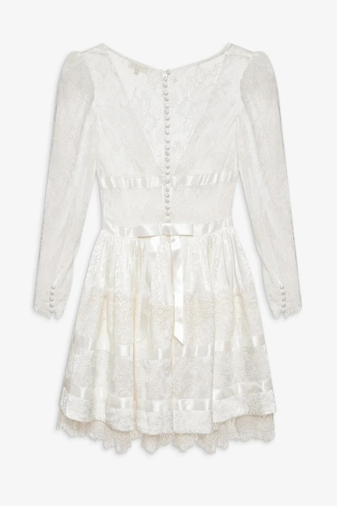 Laubeblanc Pin-tuck Lace Mini Dress　ホワイト Pin-tuck Lace Mini Dress – L'AUBE BLANC