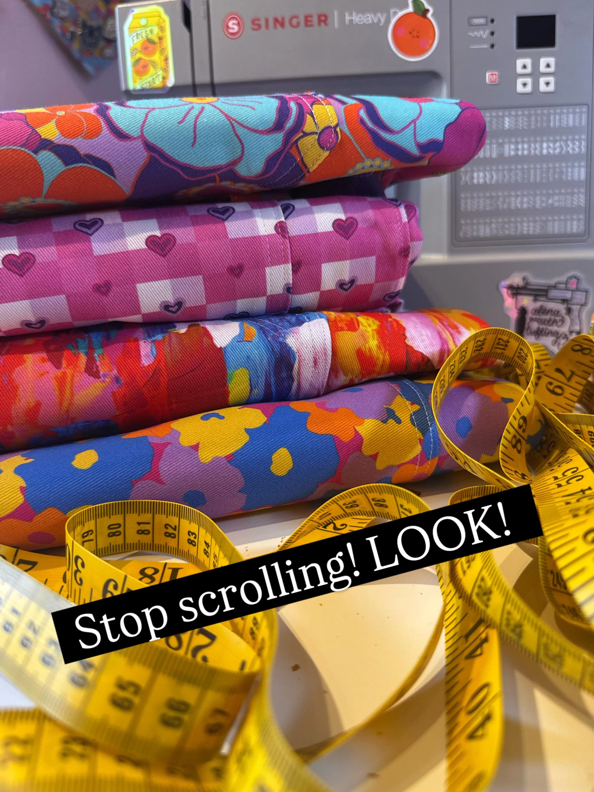 Honestly, it&rsquo;s the coolest thing to see all the pieces you guys order sat together 🥹🥰! 

It fills me with such joy to know you all love my colourful little fabric designs as much as me!! 

#slowfashion #sewersgonnasew #dopaminedressing