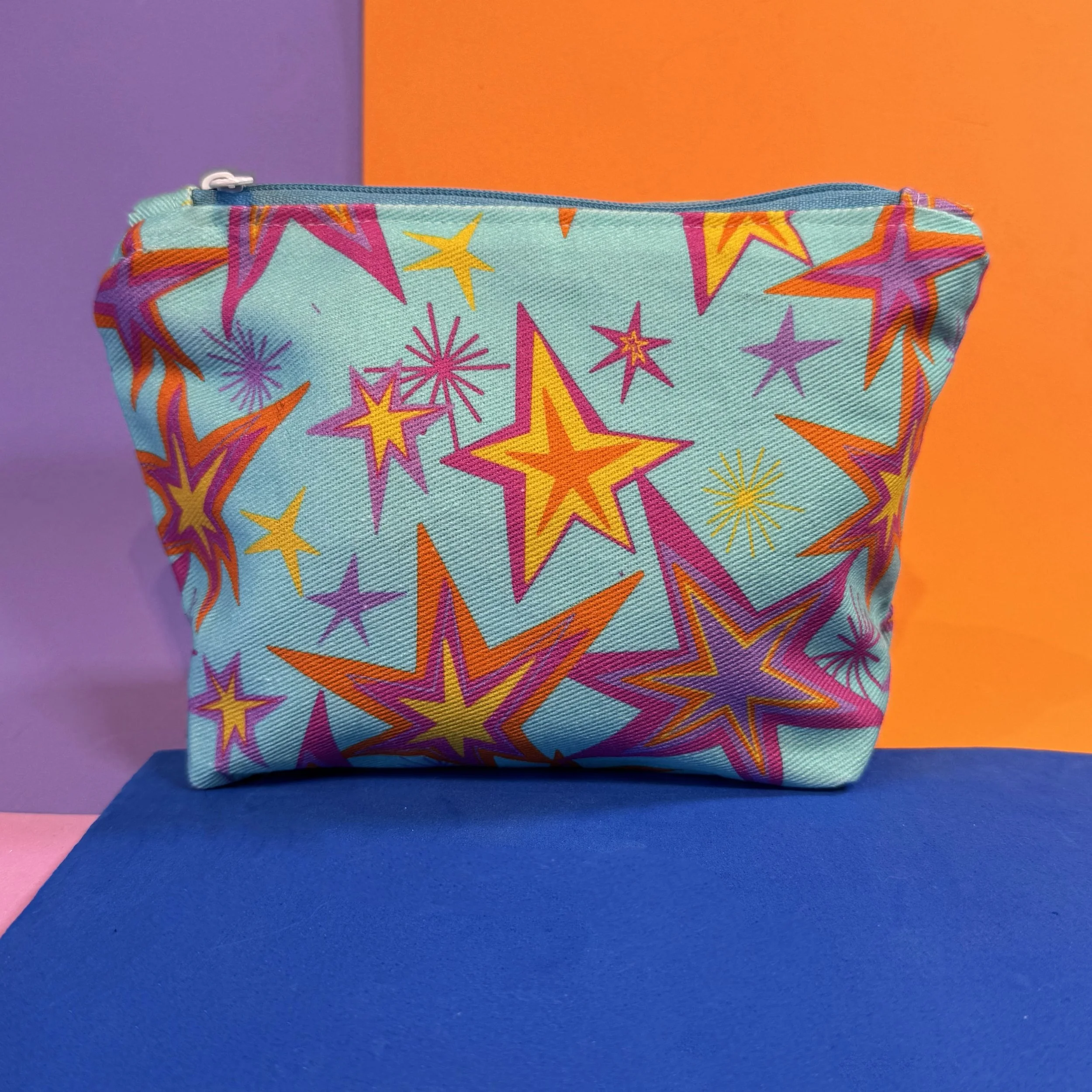 Blue Starry Night Cotton Pouch  - Zipped Bag