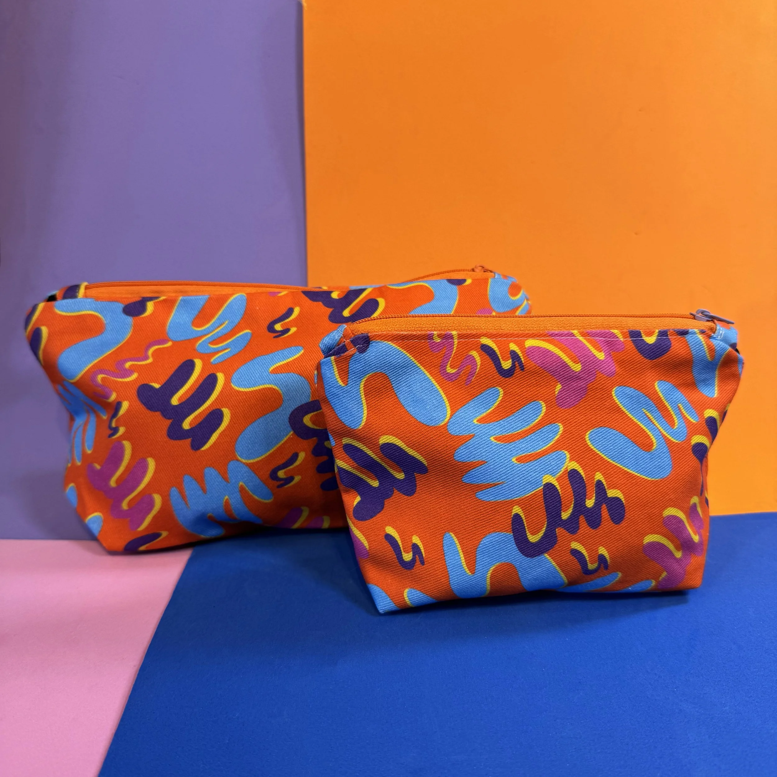 Orange Wiggles Cotton Pouch - Zipped Bag